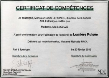 certificat-de-compeetences-lumiere-pulsee-toulouse