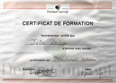 certificat-de-formation-dermaconcept-blanchiement-dentaire-julinails-languedoc-roussillon