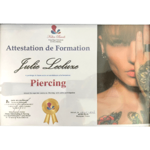 Attestation de formation Julie Lecluze Piercing