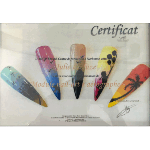 Certificat Atelier beauté Julie Lecluze Module nail art aérographe