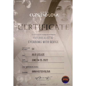 Certificat Kursevolva Hiperréalistic Eyebrows Julie nails Perpinan