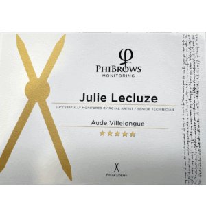 Certificat PhiBrows Julie Lecluze Royal Artist JL Studio Beaute