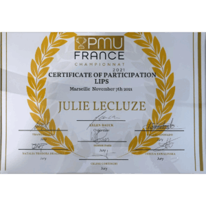 Certificate PMU France Championnat Lips Julie Lecluze