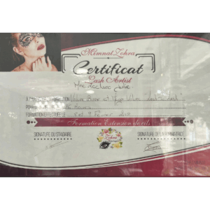 Mimmat Zohra Certificat Lash Artiste Julie nails