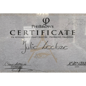 Certificate Phibrows Julie Lecluze