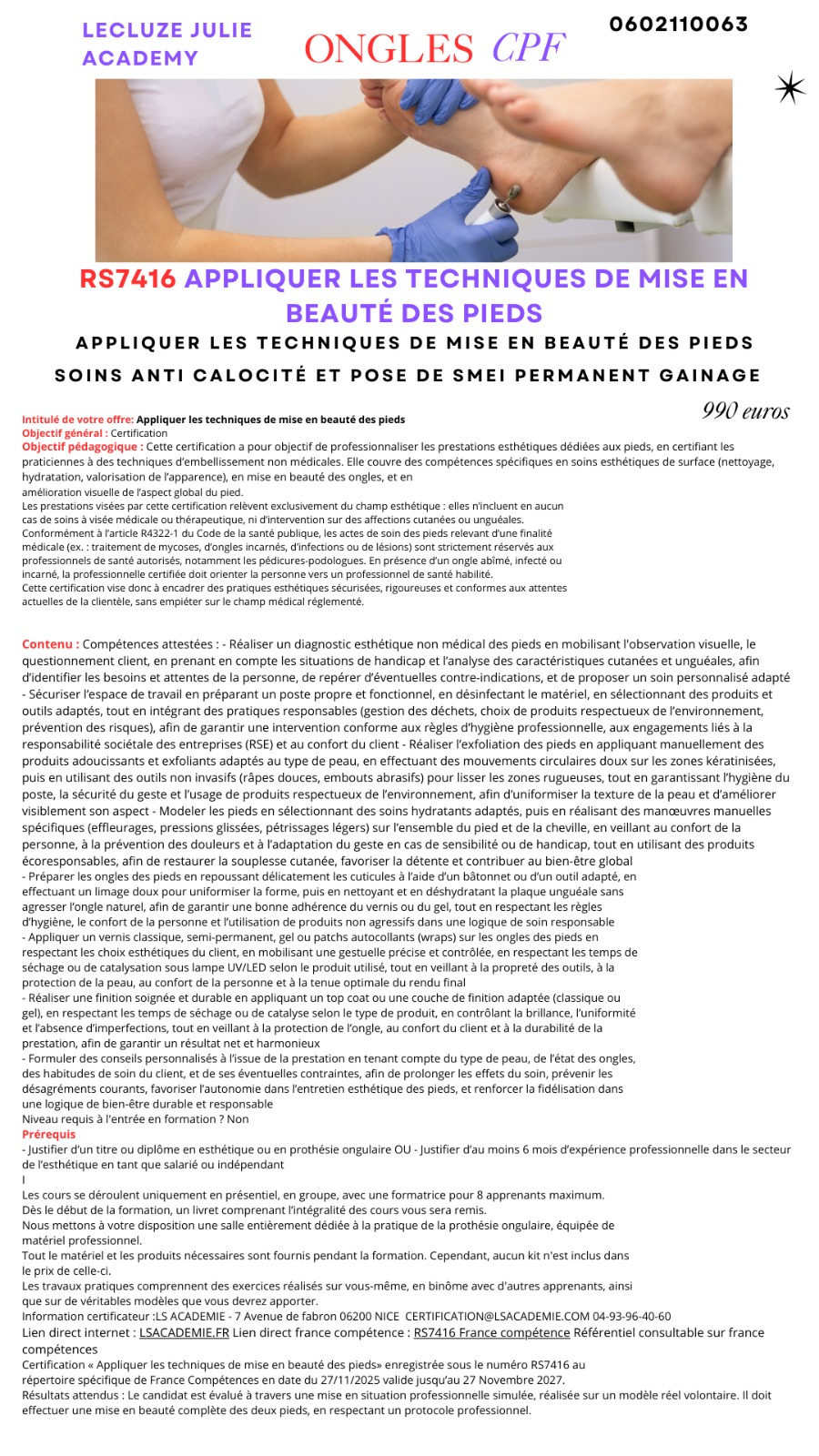 Formation CPF Ongle Julie nails esthétique Perpignan