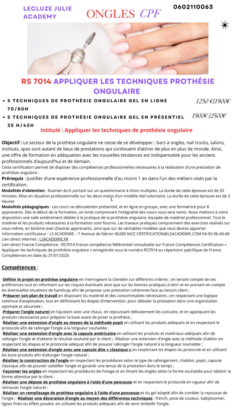 Formation ongles cpf JL Studio Beauté Cabestany vers Perpignan